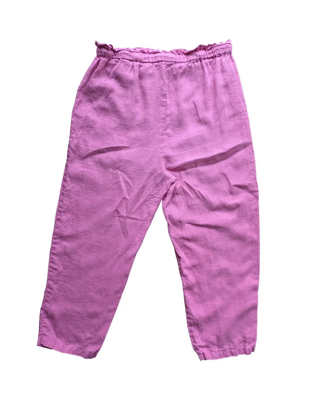 Mango 100% Linen Candy Pink Drawstring Pant Summer Dopamine Lightweight Small
